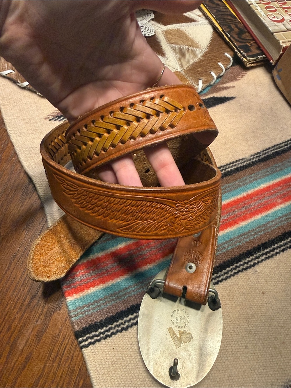 Men's Johnson & Held Silver Deer w/ Turquoise Inlay Buckle + Brown Leather Belt - Picture 5 of 7